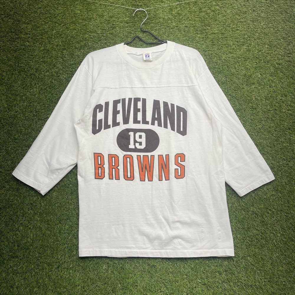 Vintage Logo 7 Cleveland Browns Shirt Mens Large V Neck Single Stitch USA Made